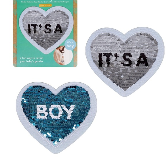 Kate & Milo Gender Reveal Sequins Sticker, It's a Boy, Double sided - Picture 4 of 5